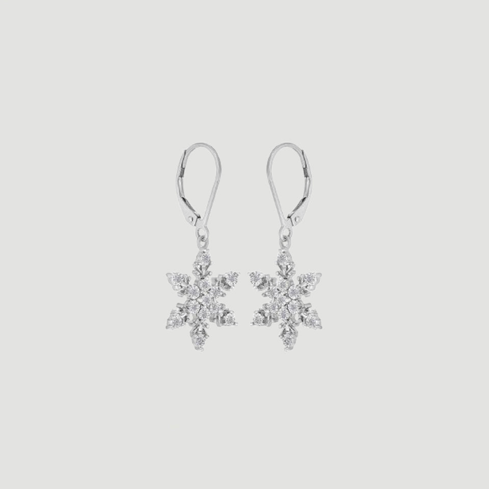 Cubic Zirconia Snowflake Earrings