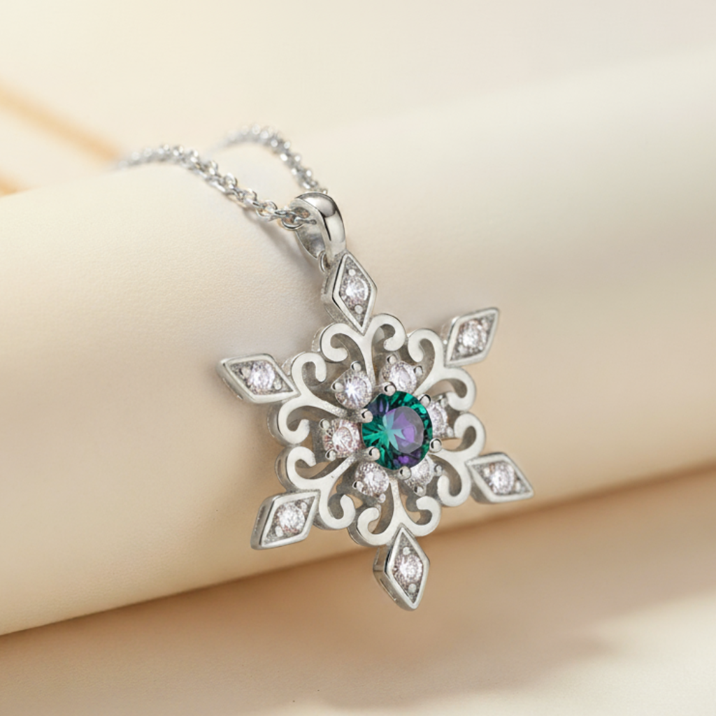 Birthday Snowflake Pendant Necklace