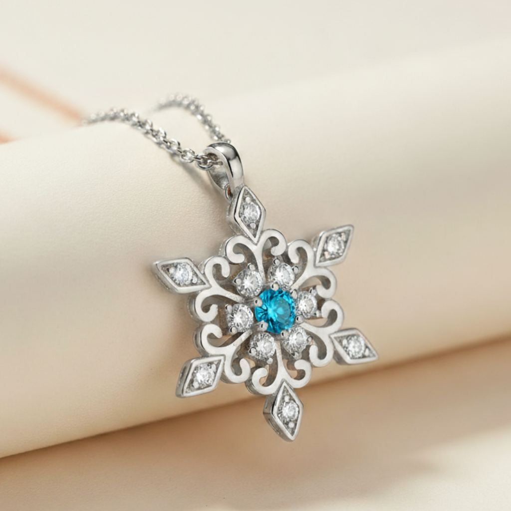 Birthday Snowflake Pendant Necklace
