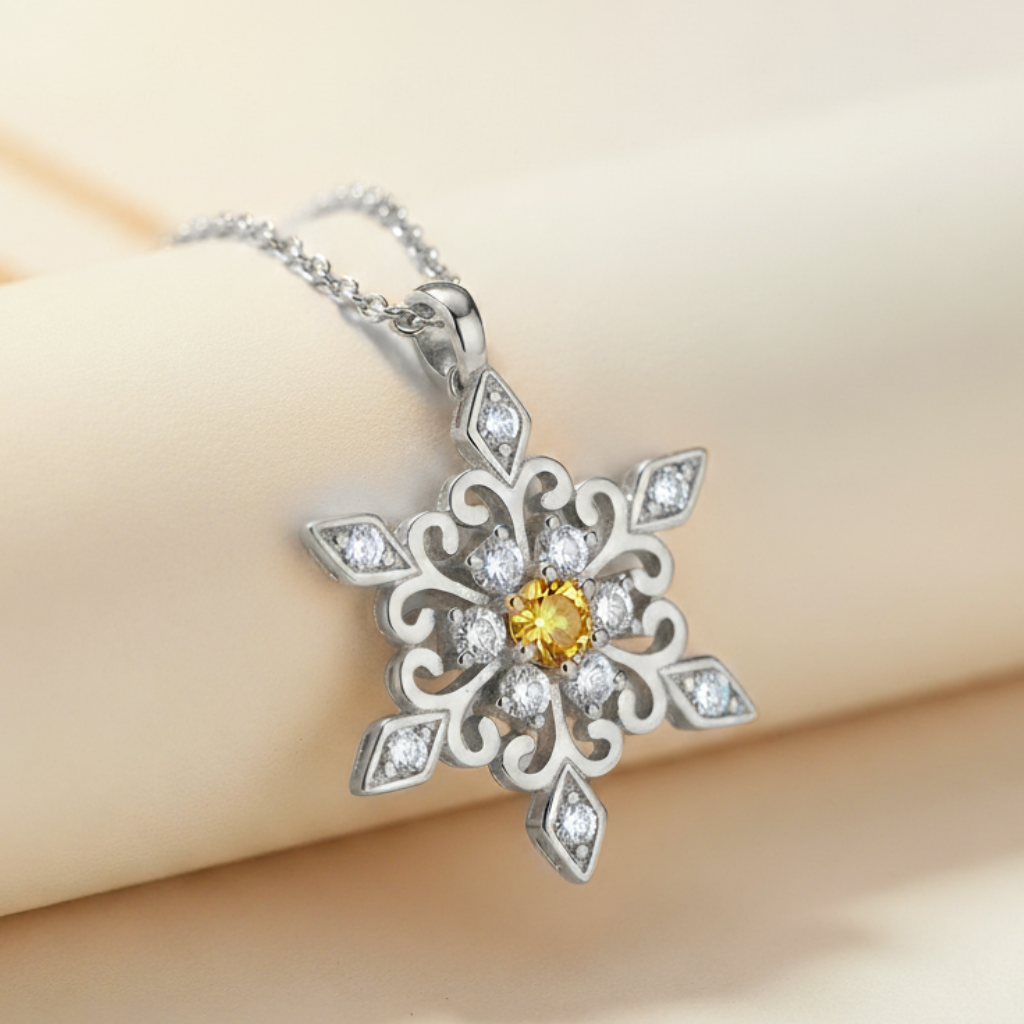 Birthday Snowflake Pendant Necklace