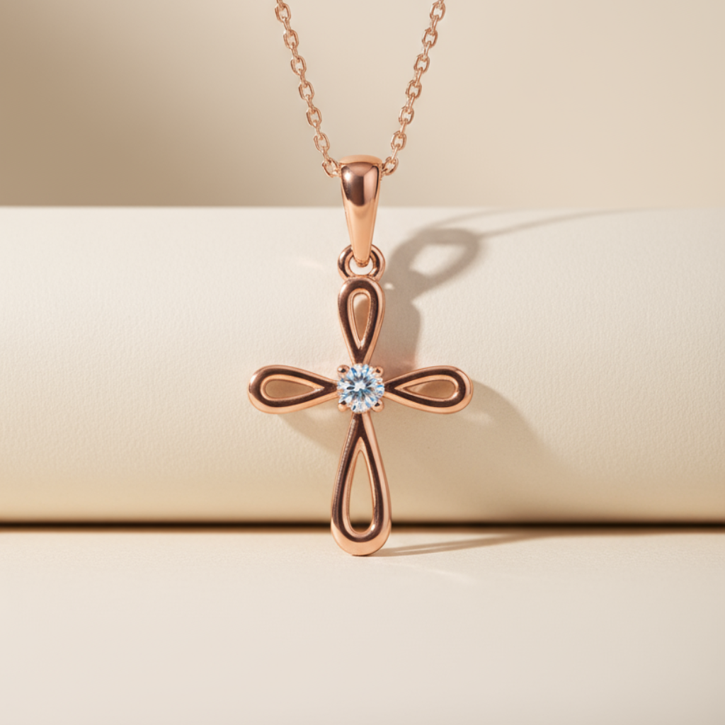 Infinity Open Cross Pendant Necklace