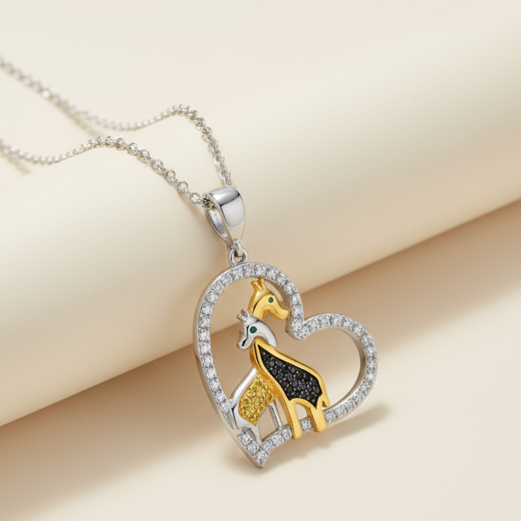 Giraffe Love Heart Pendant Necklace