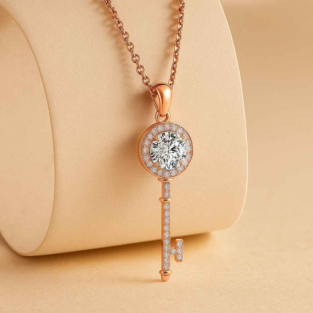 Moissanite Key Pendant Necklace