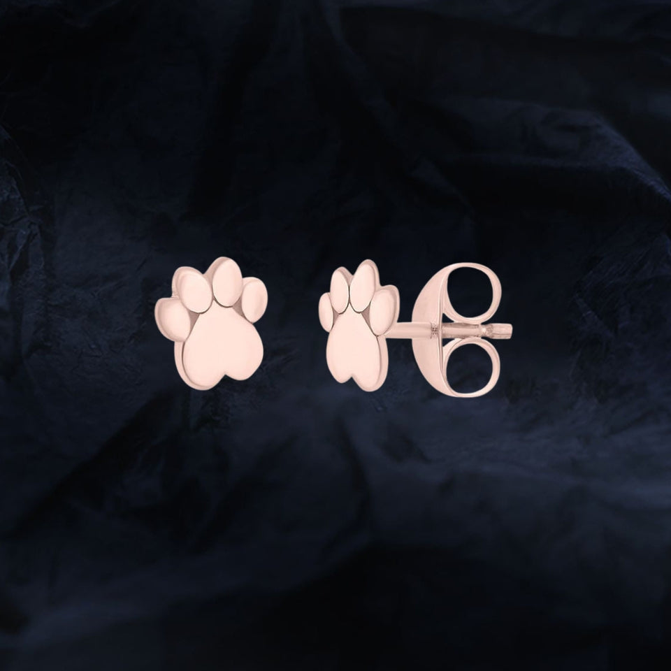 Heart Shaped Dog Paw Print Stud