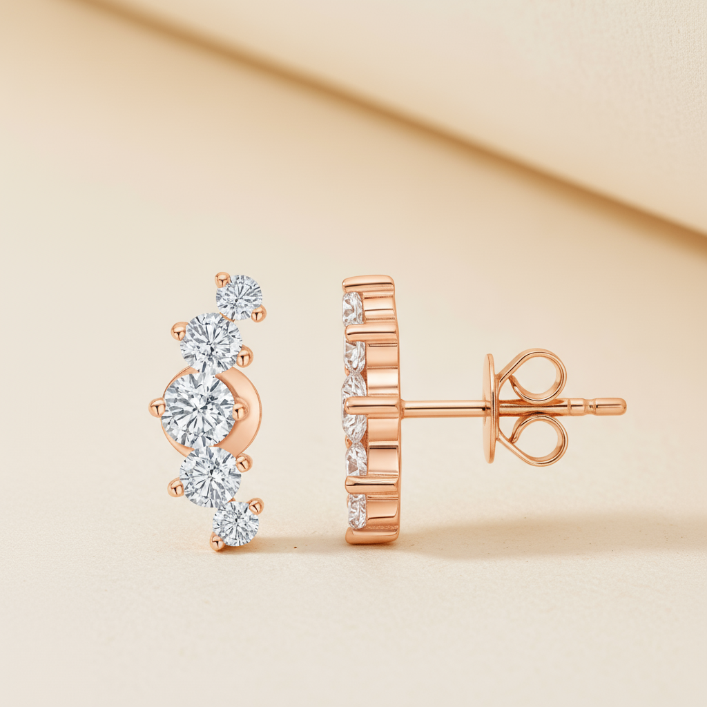 Ear Crawler Moissanite Diamond Stud