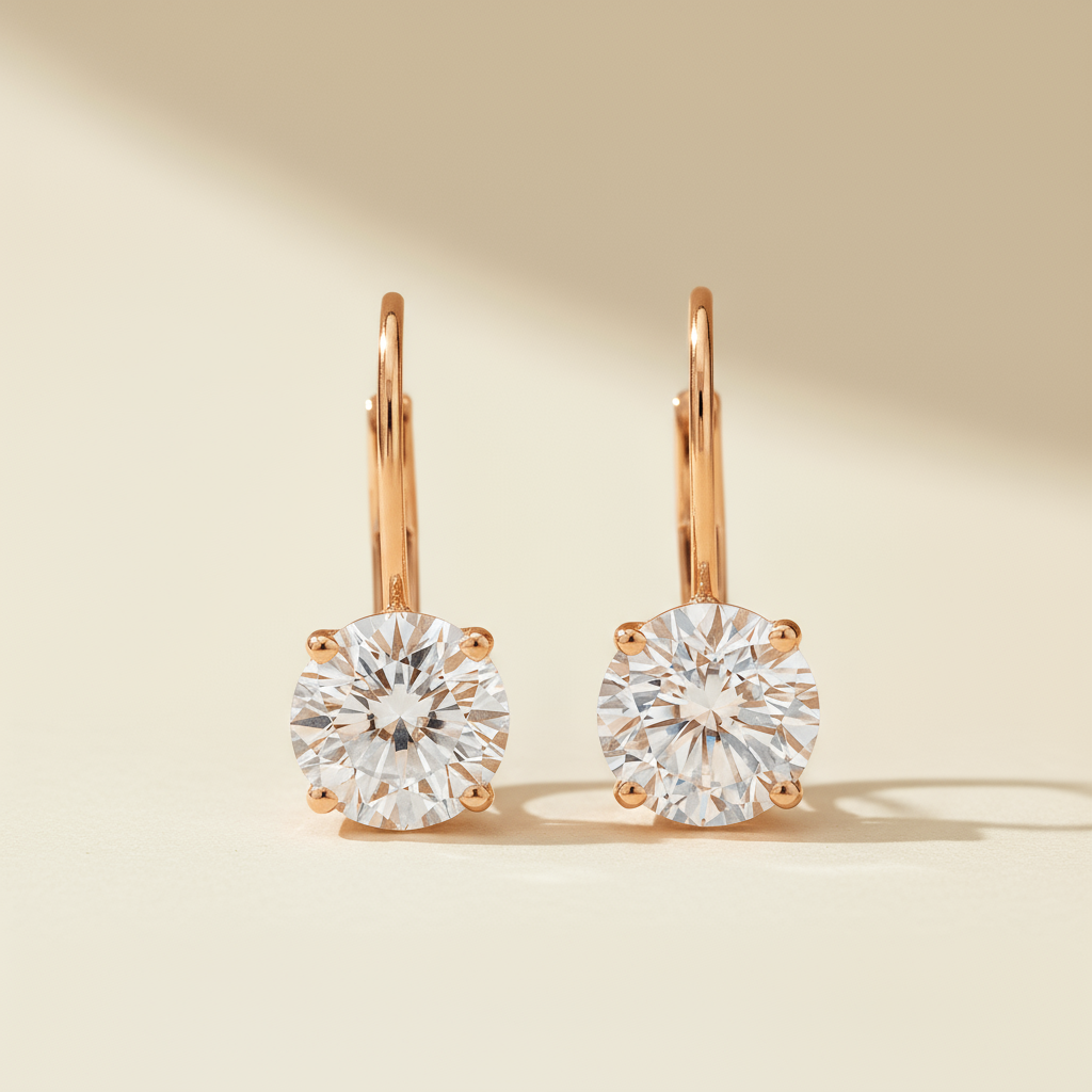 Moissanite Diamond Dangle Hoop Earrings