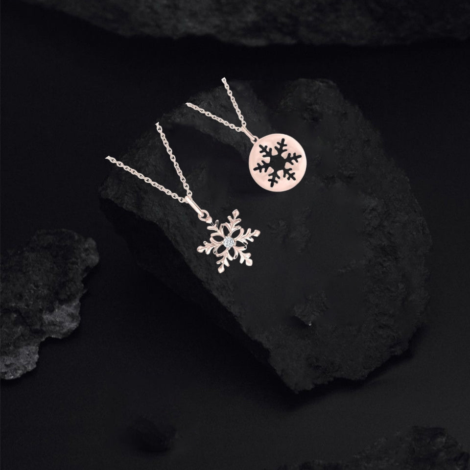 Cut-Out Snowflake Disc Pendant Necklace