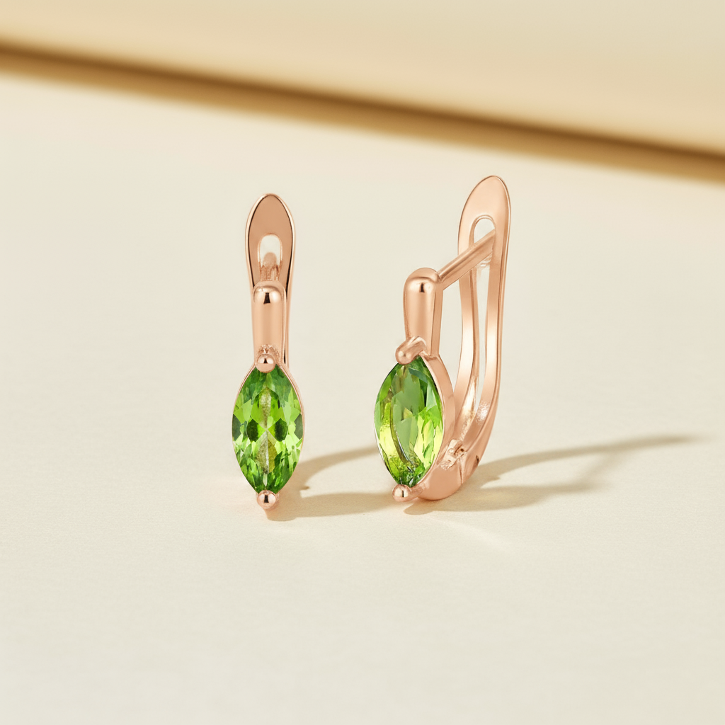 Marquise Gemstone Hoop Huggie Earrings