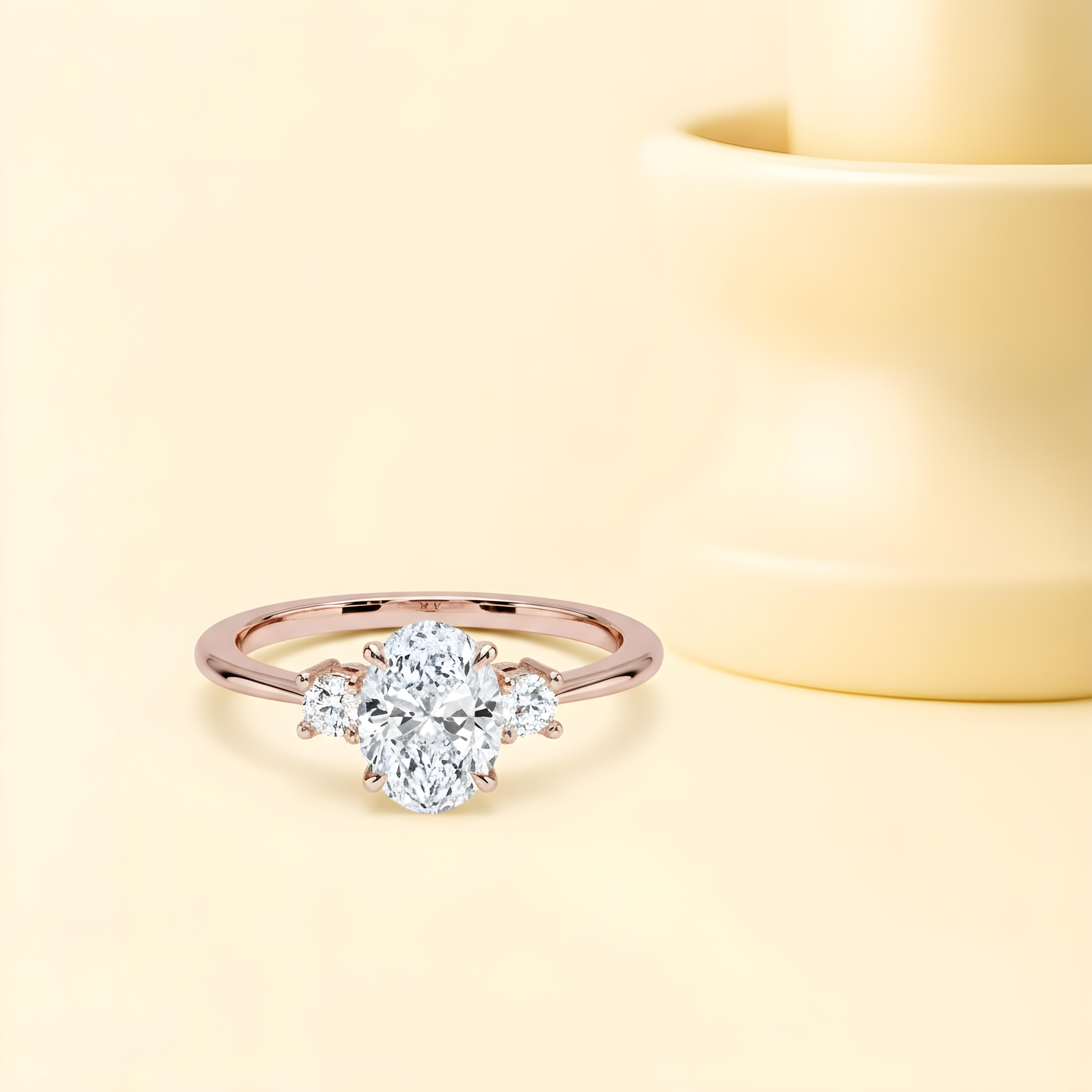Oval Moissanite Three-Stone Engagement Ring