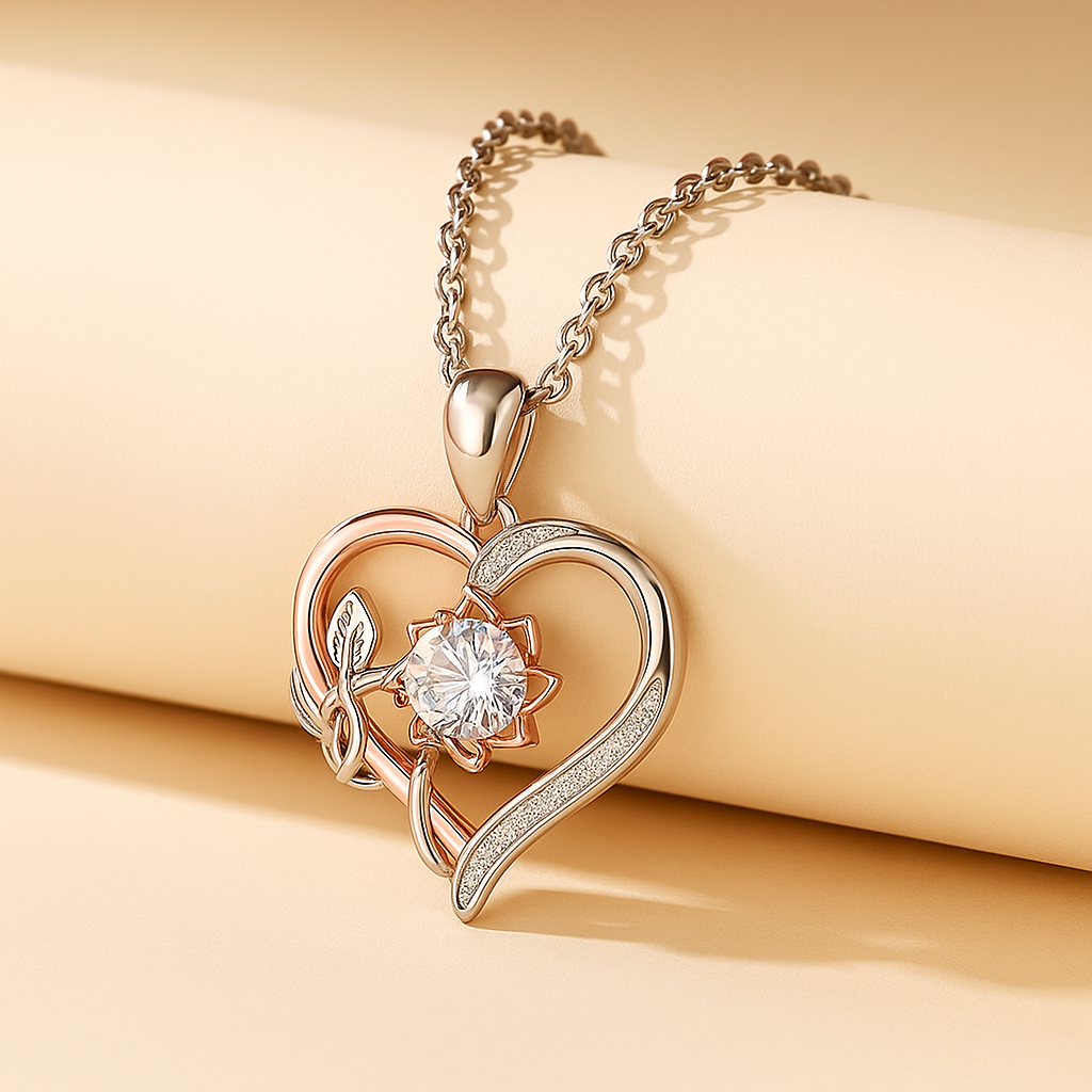 Flower heart Pendant Necklace