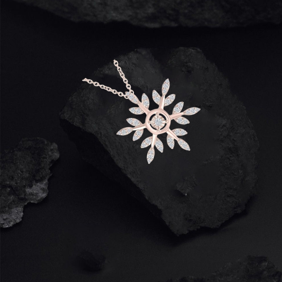Circle Outline Snowflake Pendant Necklace