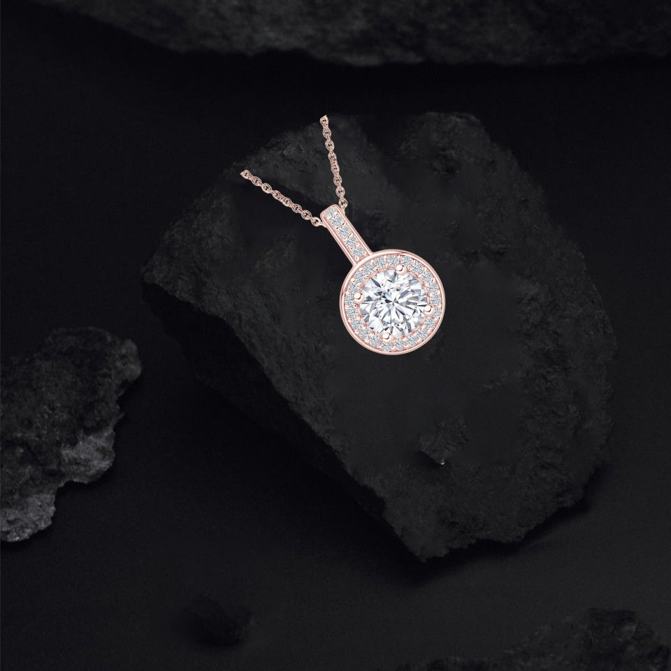 Round Halo Pendant Necklace