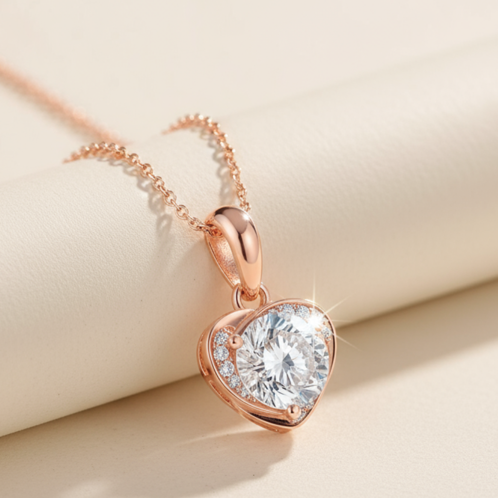 Moissanite Diamond Love Heart Pendant Necklace