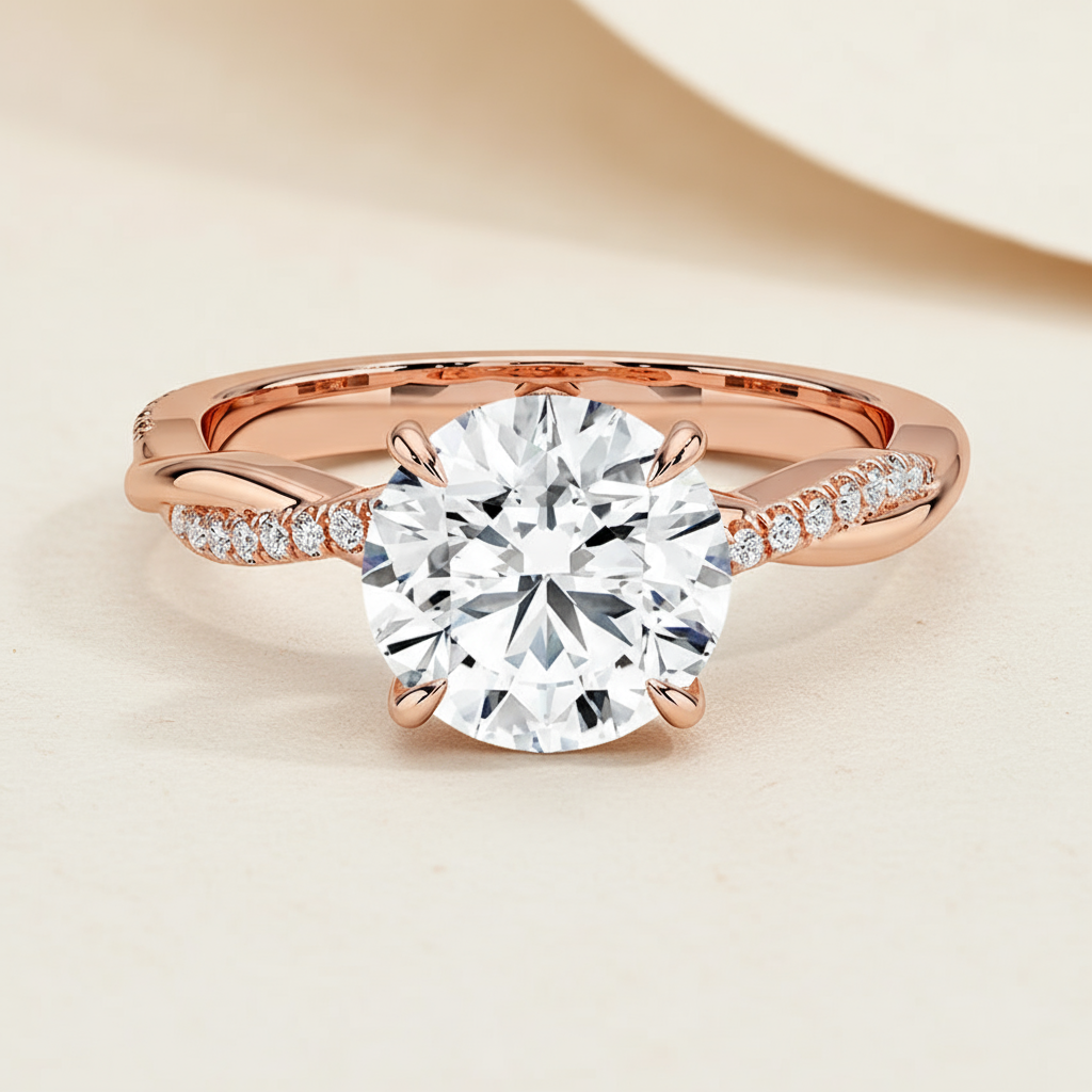 Round Twisted Moissanite Diamond Ring