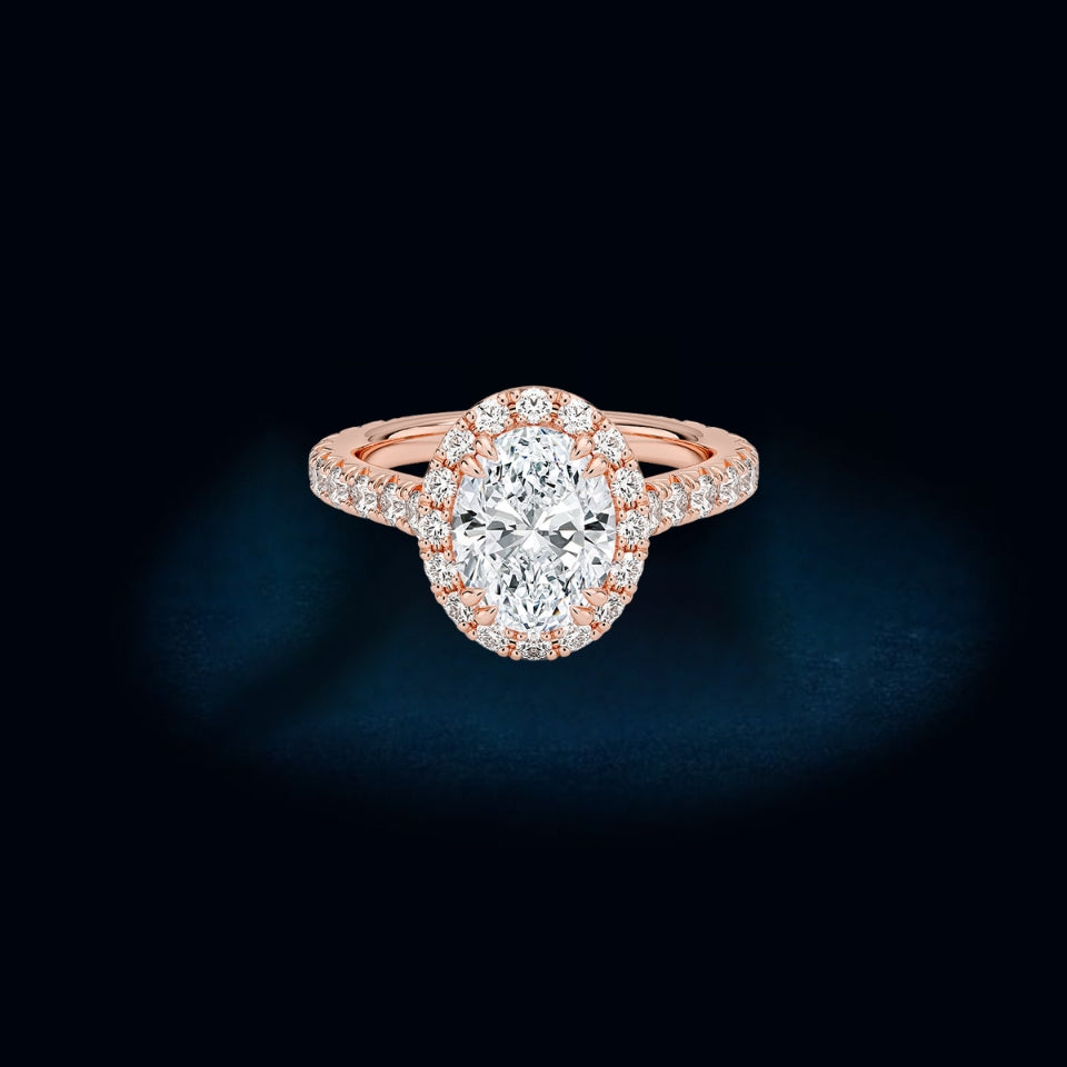 Oval Shape Moissanite Halo Ring