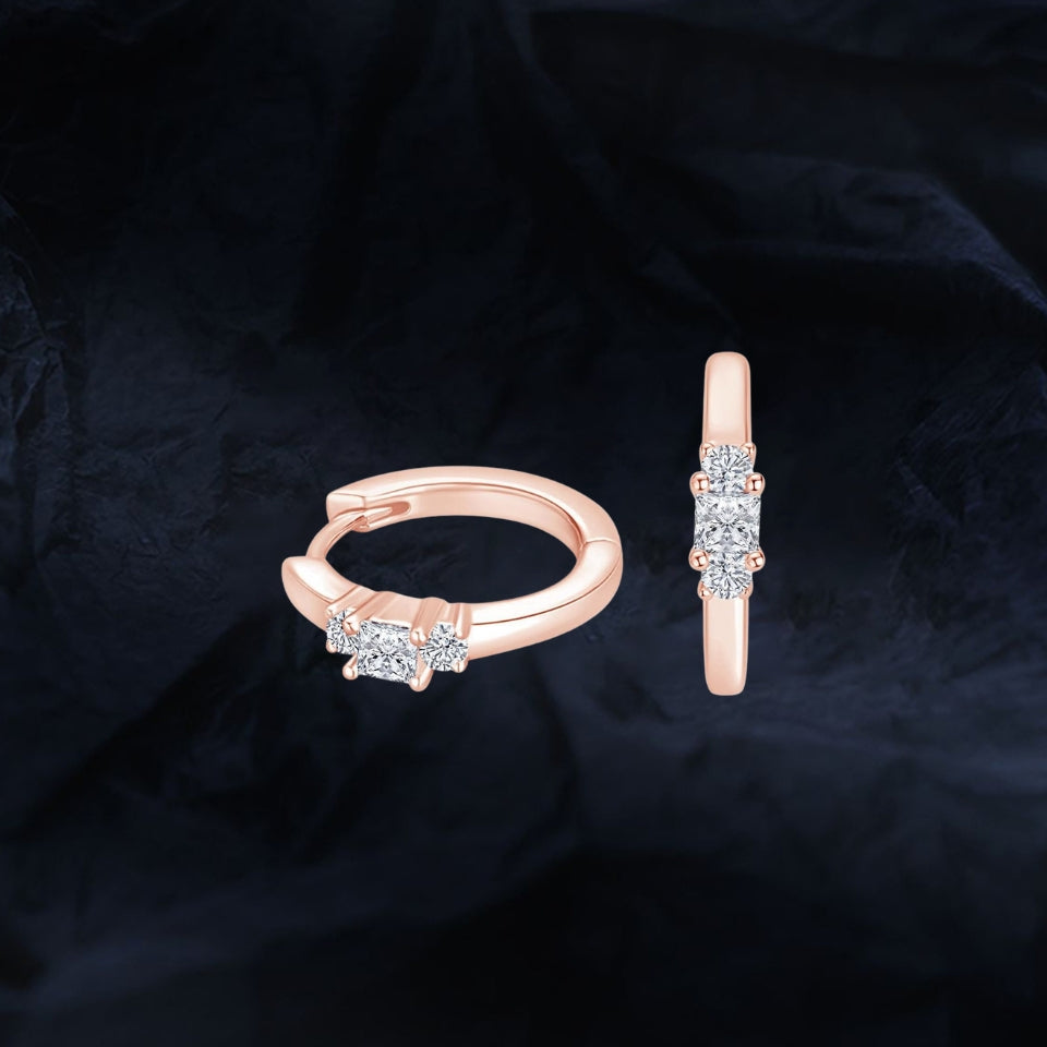 Princess Cut Moissanite Hoop Earrings