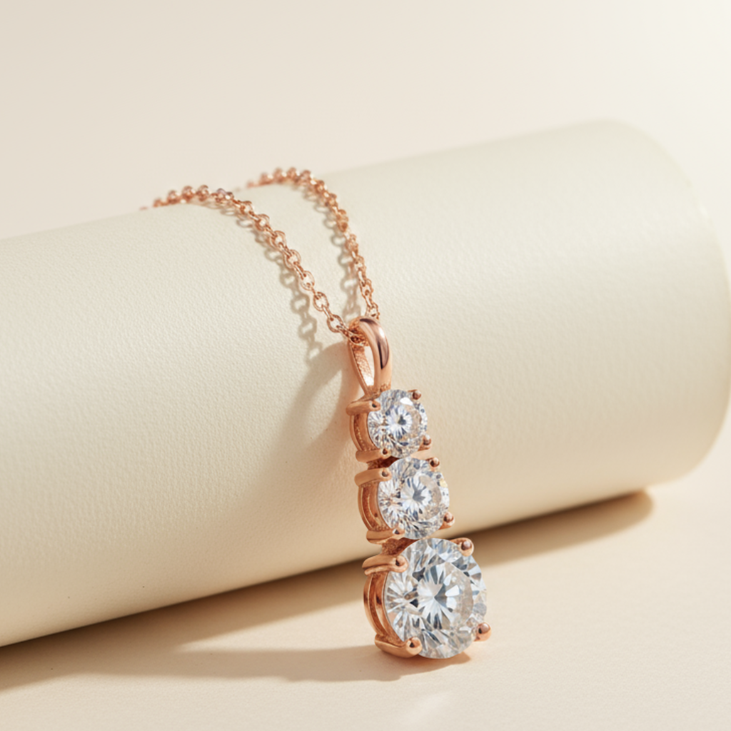 Three Stone Journey Pendant Necklace