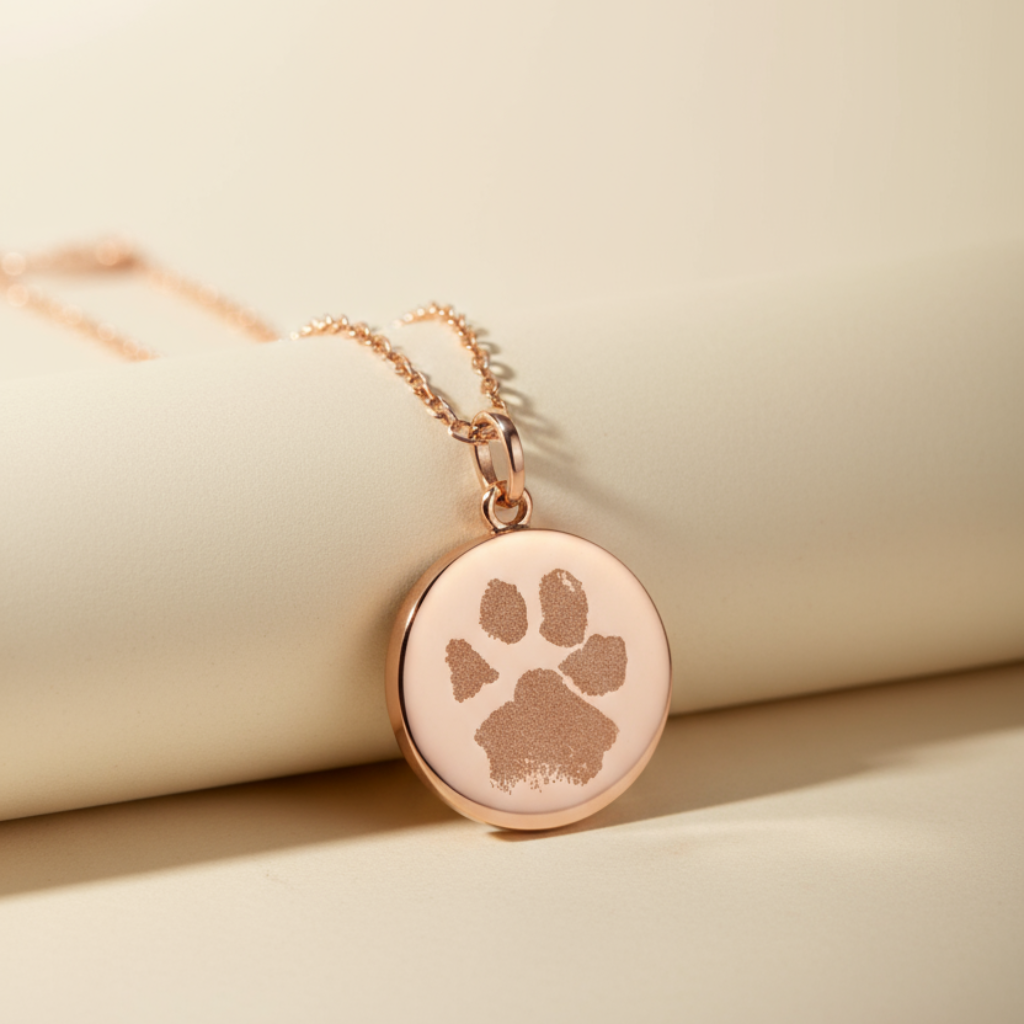 Paw Print Disc Pendant Necklace