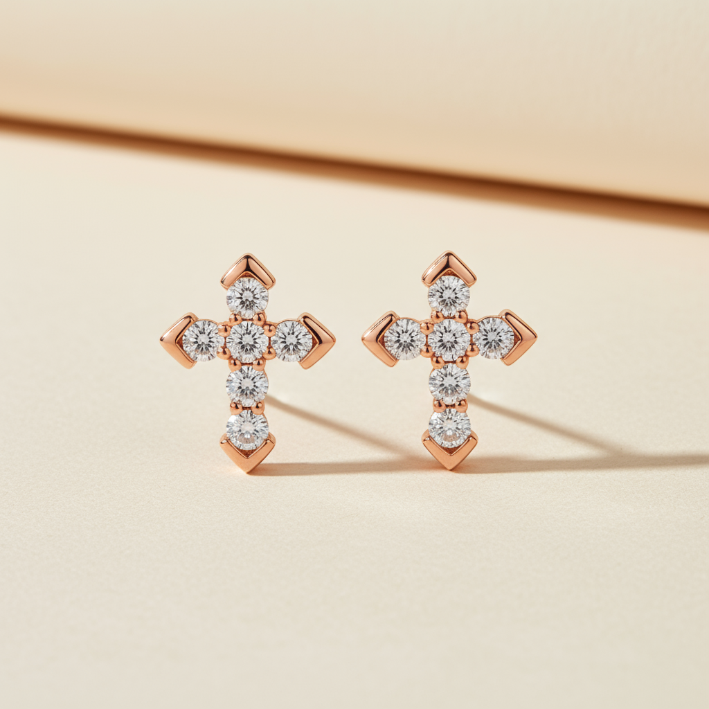 Moissanite Diamond Cross Stud