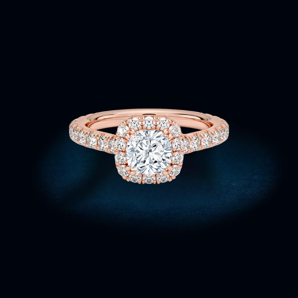 Cushion Cut Moissanite Halo Ring