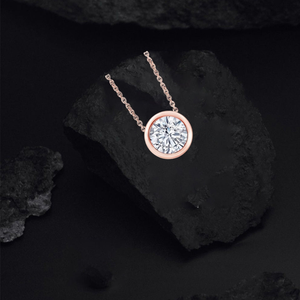 Bezel Set Solitaire Pendant Necklace