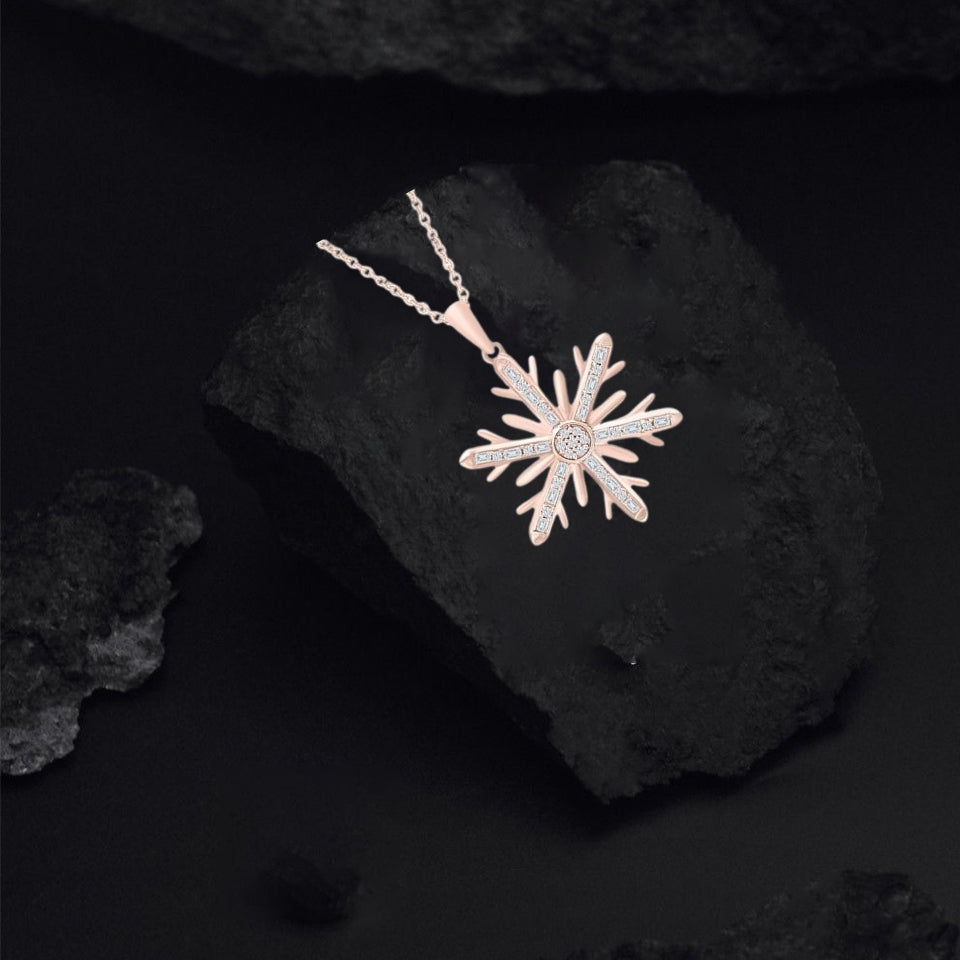 Baguette Snowflake Pendant Necklace