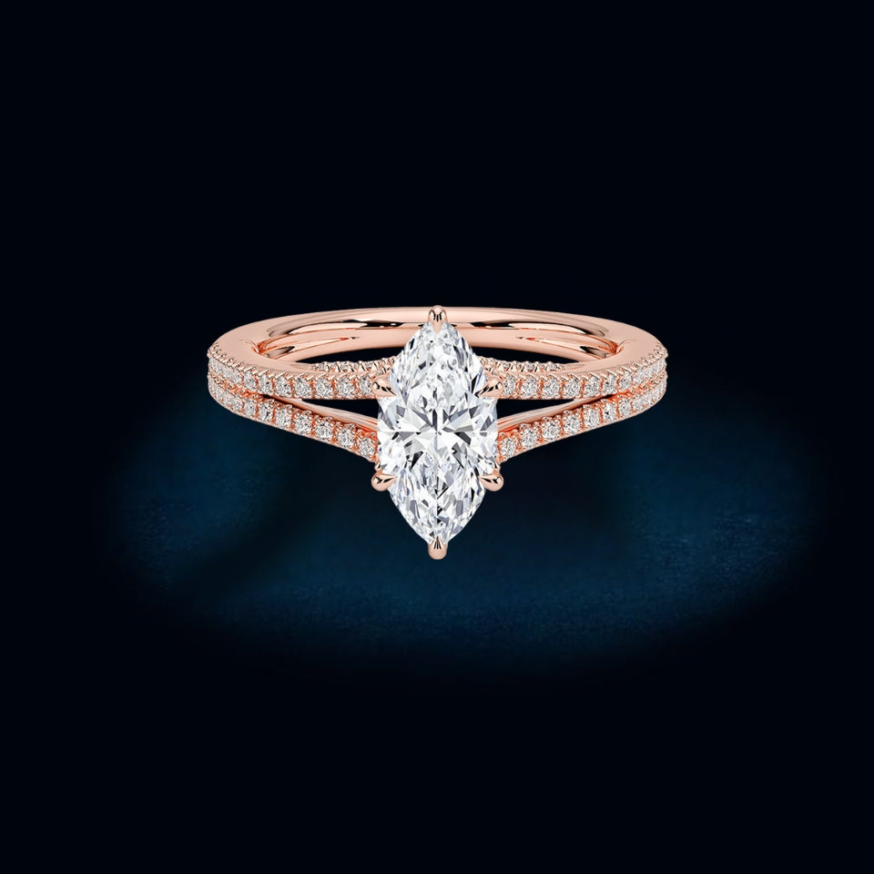 Marquise Moissanite Band Ring