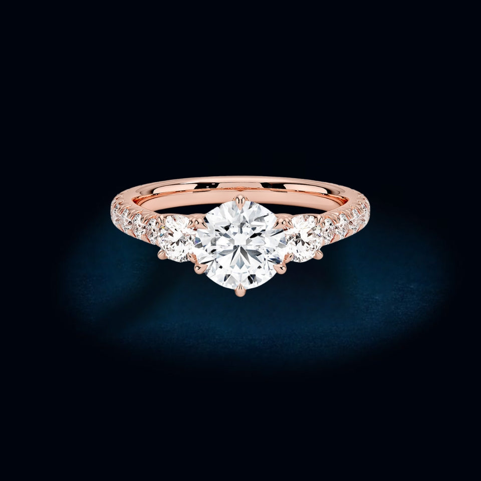 Channel Three-Stone Engagement Ring