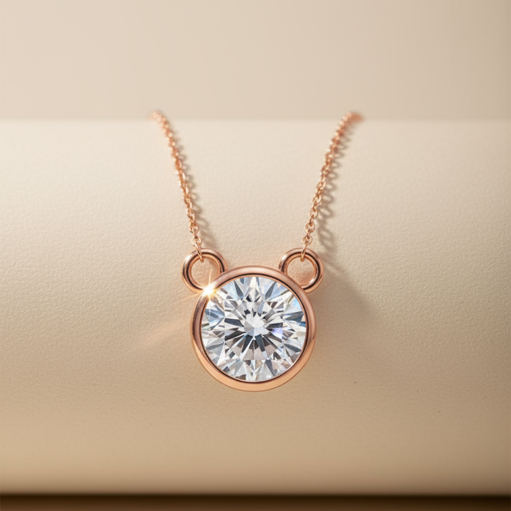 Round Bezel Pendant Necklace