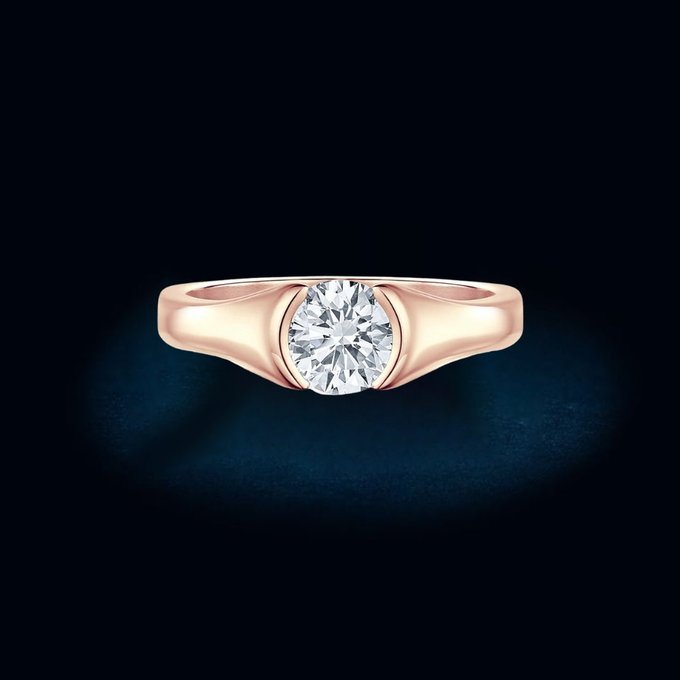 Half Bezel Moissanite Solitaire Ring