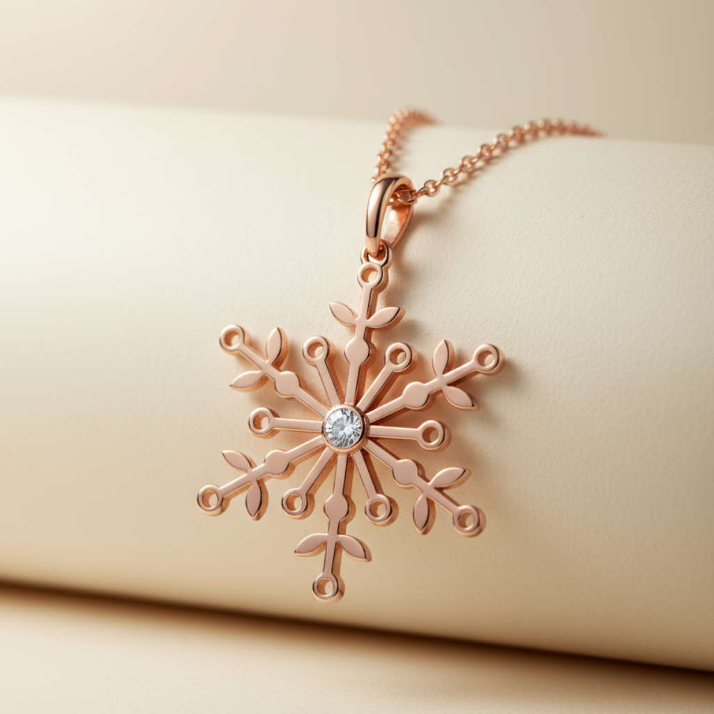 Solitaire Snowflake Pendant Necklace