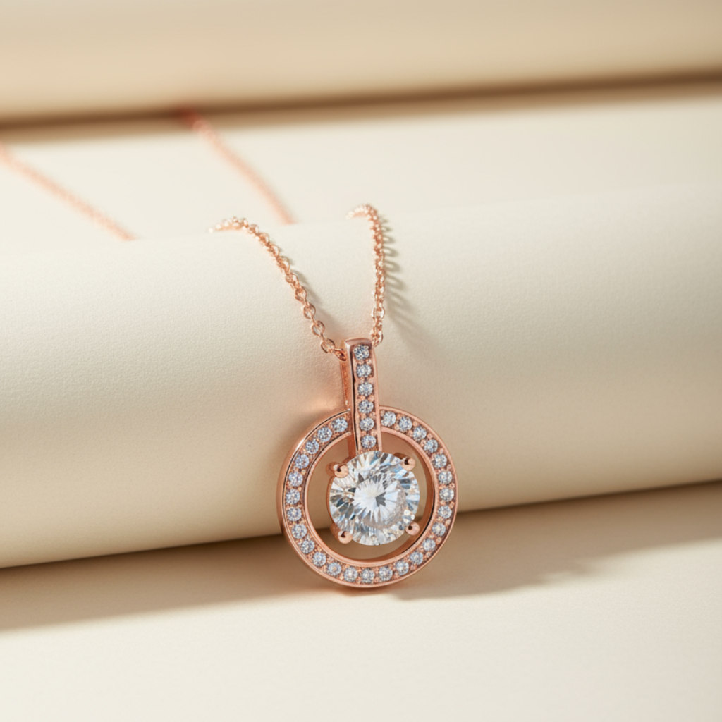 Dazzling Halo Solitaire Pendant Necklace