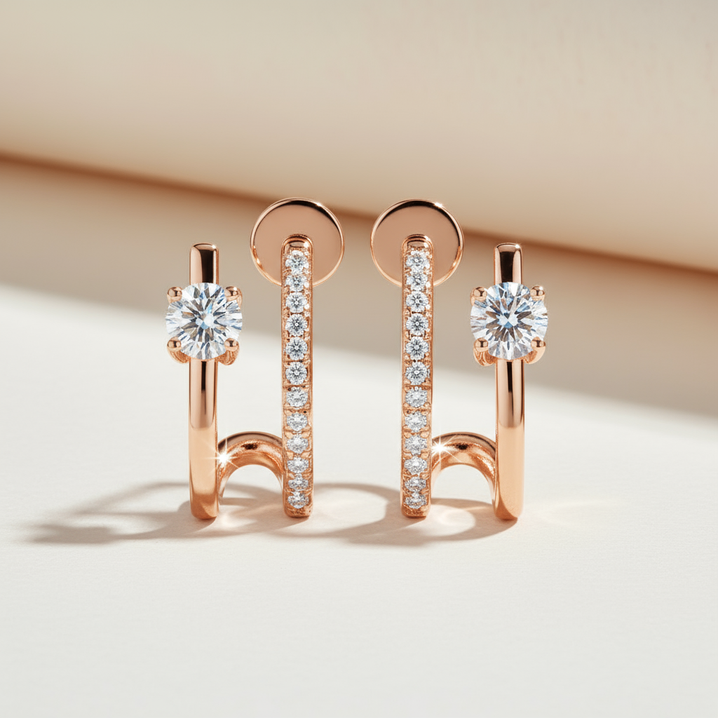 Moissanite Diamond Open Hoop Earrings