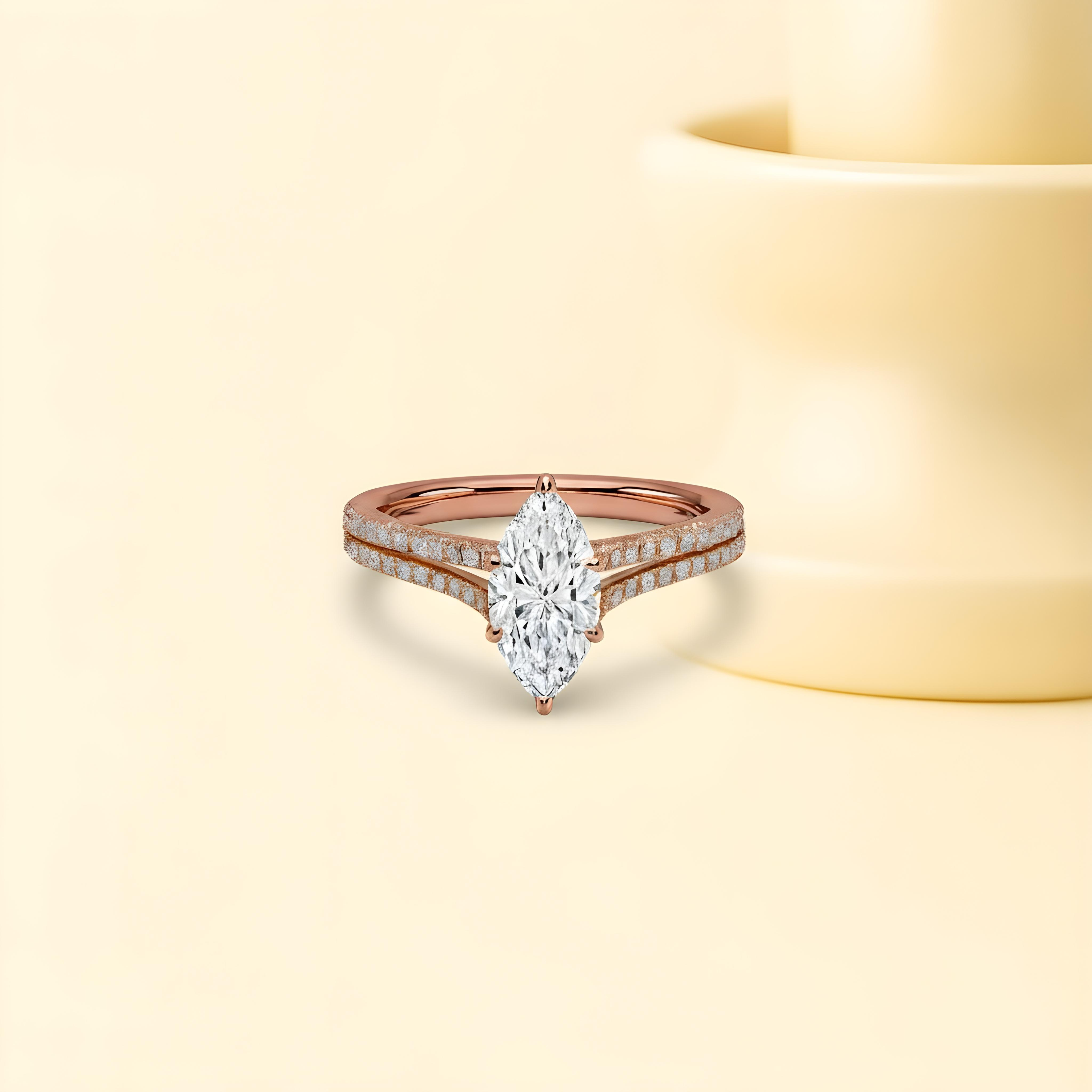 Marquise Moissanite Band Ring