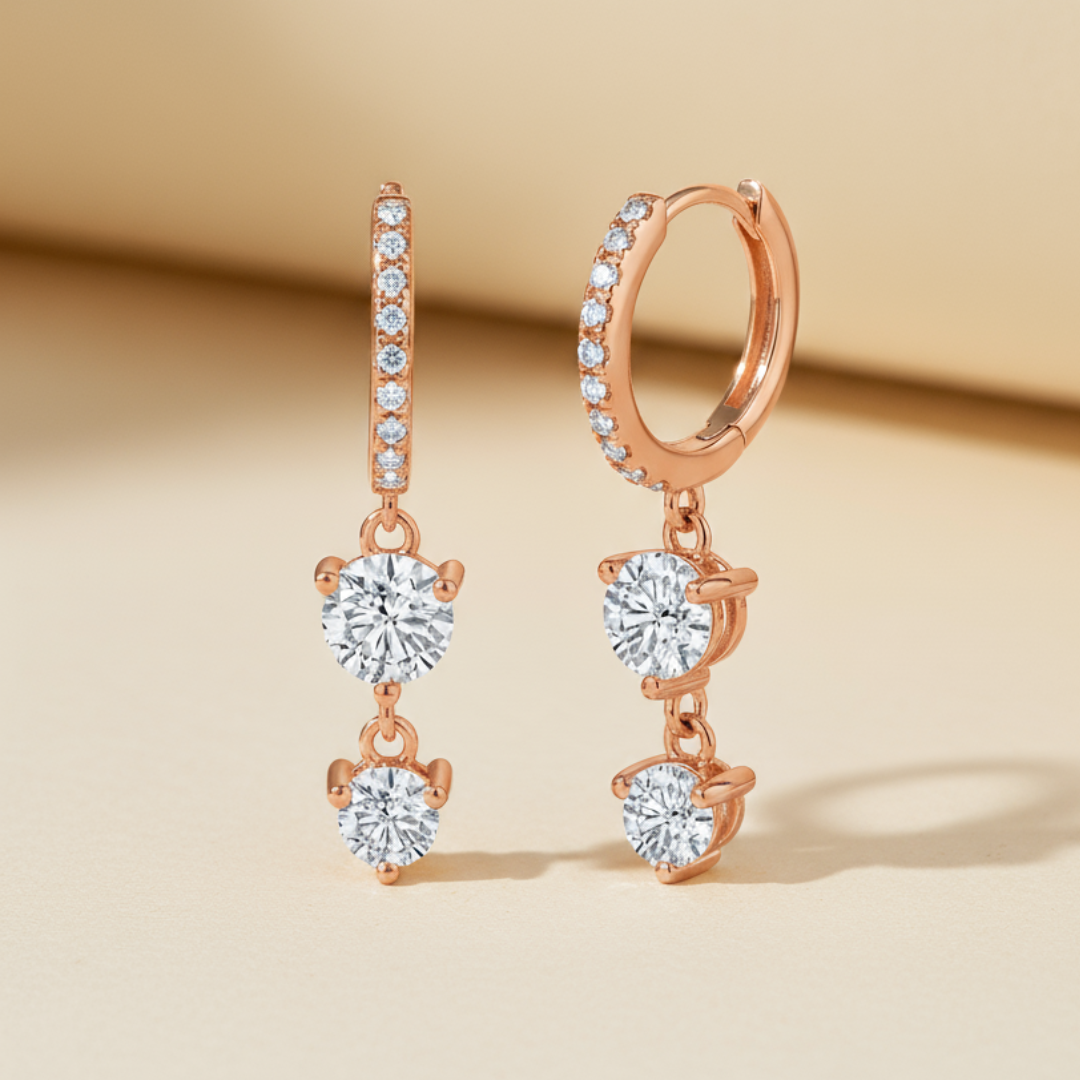 Moissanite Diamond Drop Hinged Earrings