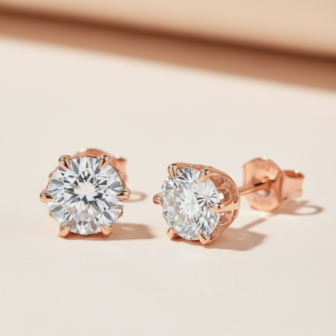 Brilliant Moissanite Diamond Solitaire Stud