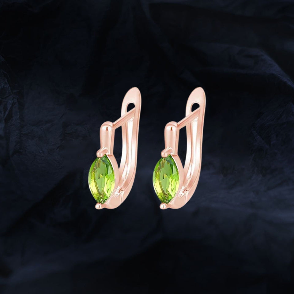 Marquise Gemstone Hoop Huggie Earrings