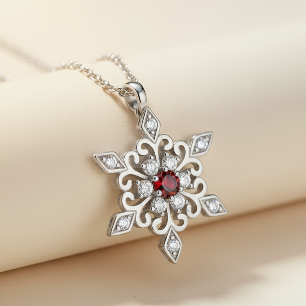 Birthday Snowflake Pendant Necklace