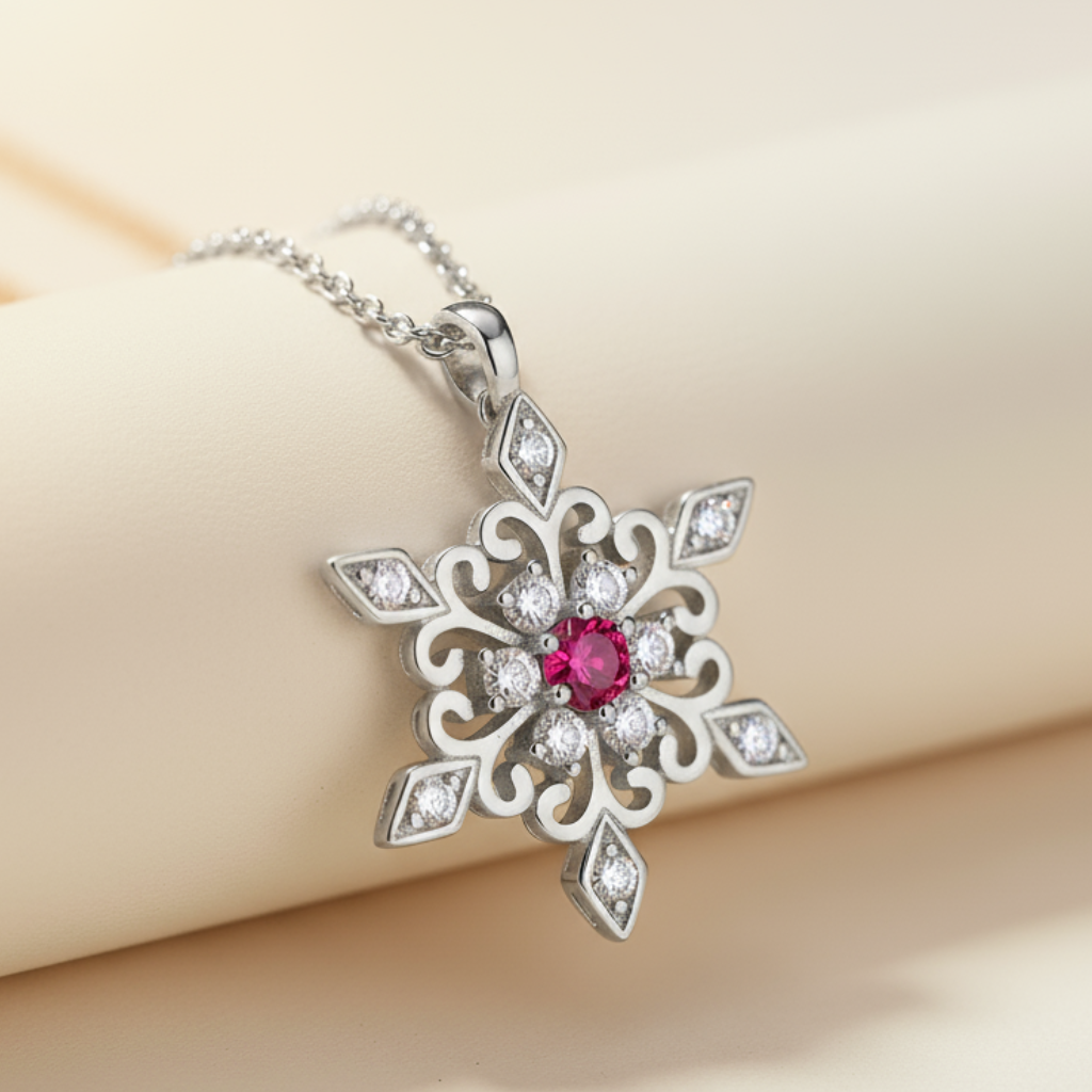 Birthday Snowflake Pendant Necklace