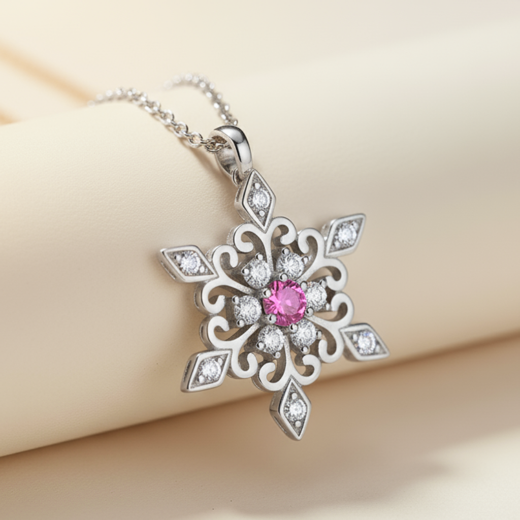 Birthday Snowflake Pendant Necklace