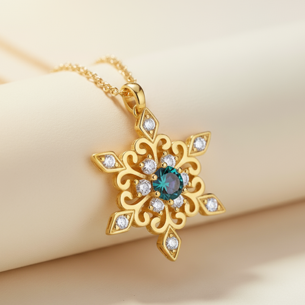 Birthday Snowflake Pendant Necklace
