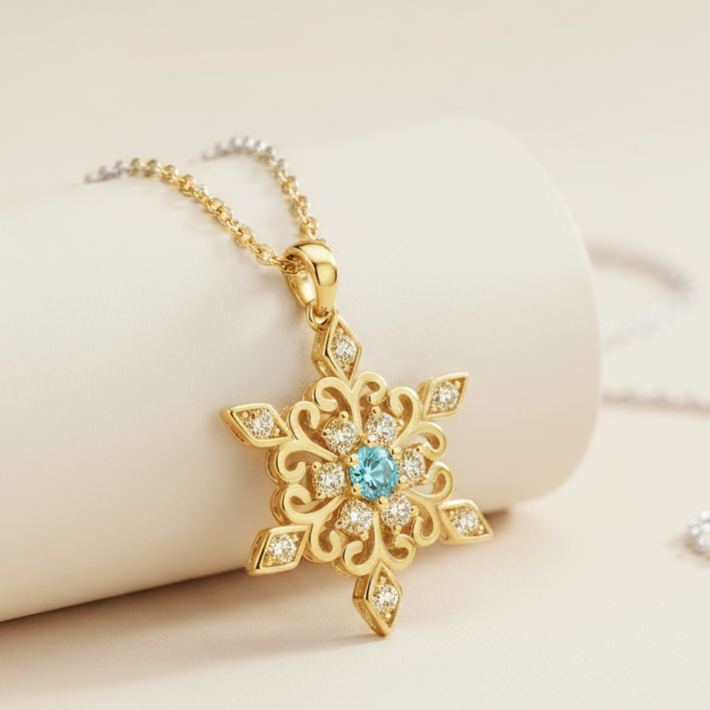 Birthday Snowflake Pendant Necklace