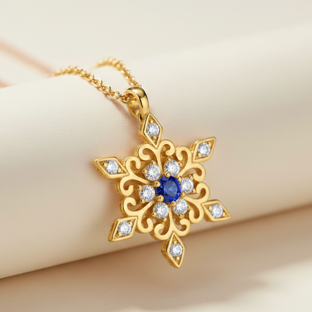Birthday Snowflake Pendant Necklace