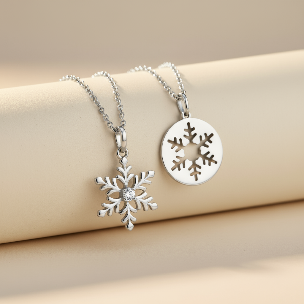 Cut-Out Snowflake Disc Pendant Necklace