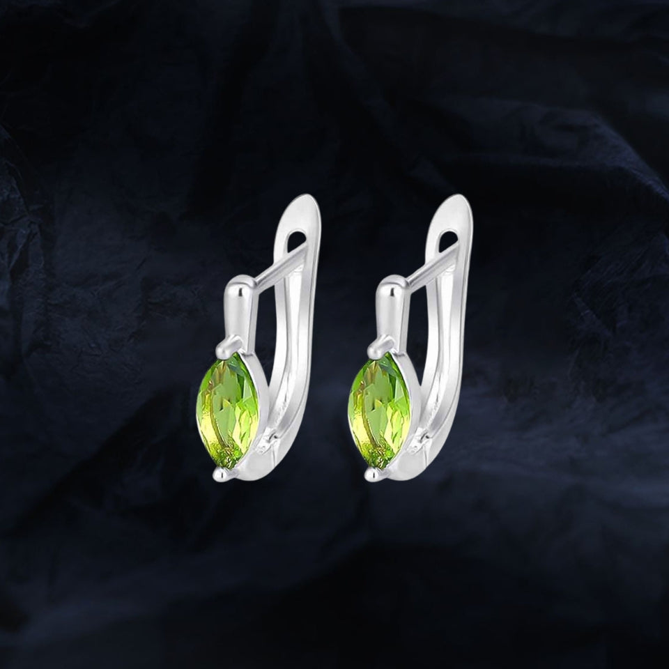 Marquise Gemstone Hoop Huggie Earrings