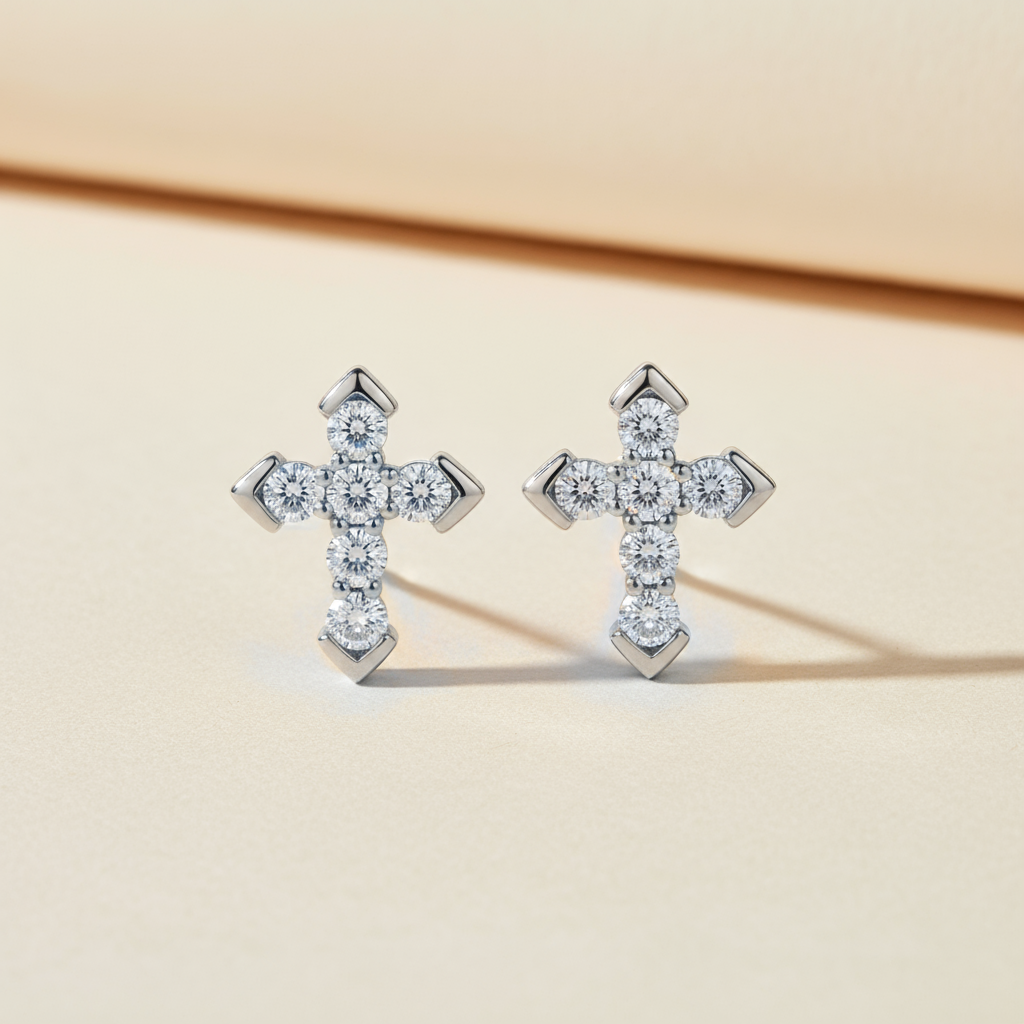 Moissanite Diamond Cross Stud