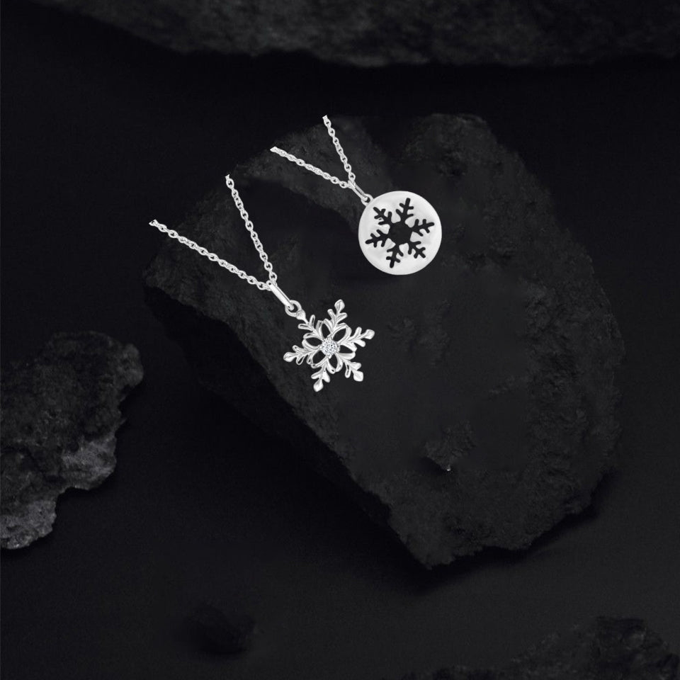 Cut-Out Snowflake Disc Pendant Necklace