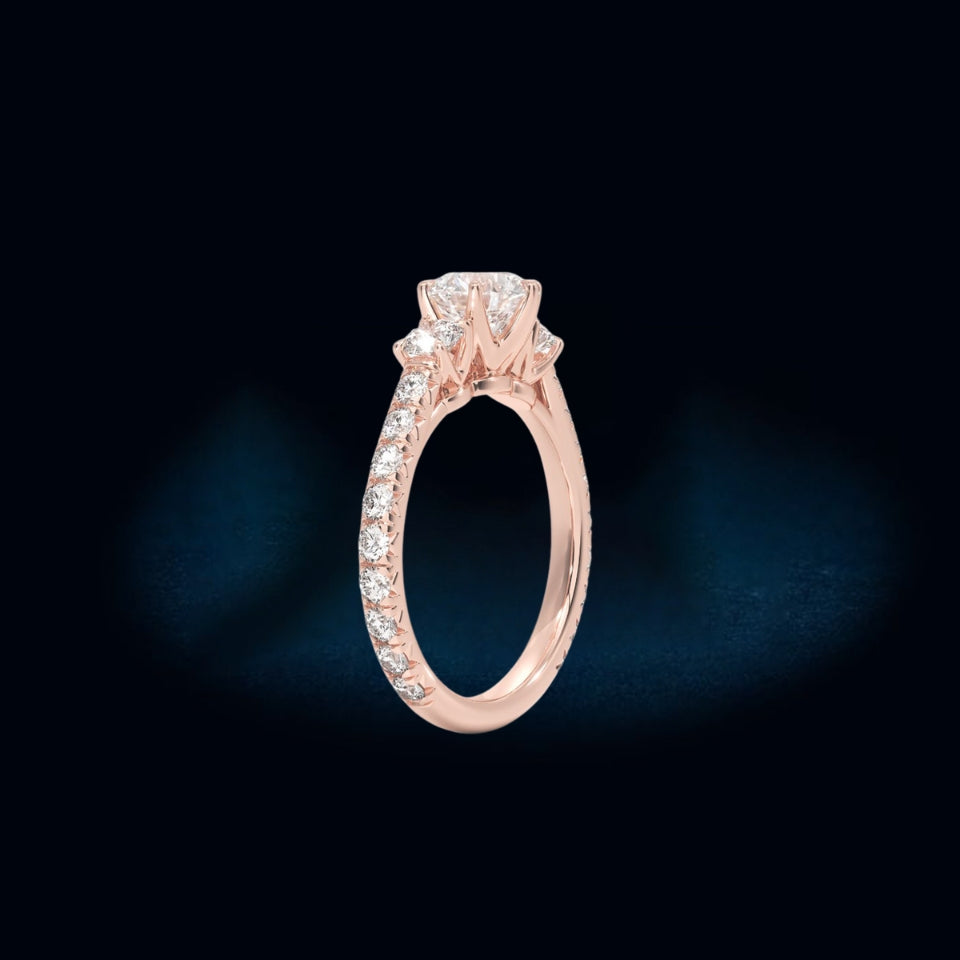 Channel Three-Stone Engagement Ring