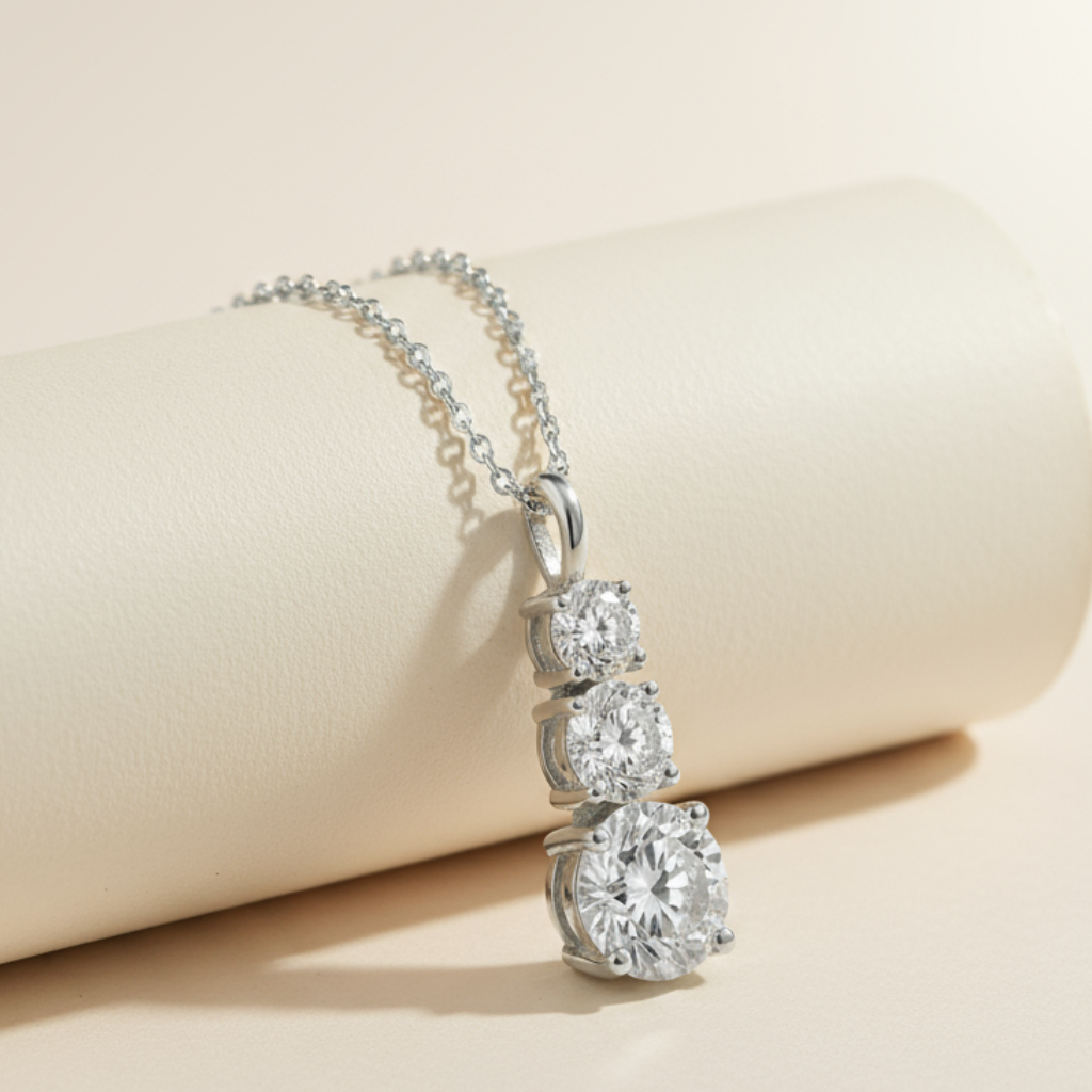 Three Stone Journey Pendant Necklace