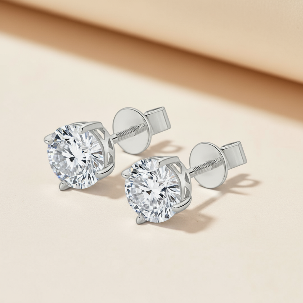 Moissanite Diamond Screw Back Stud